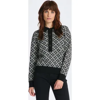 Dámský svetr SVETR GANT G PATTERN JAQUARD KNIT POLO EBONY BLACK