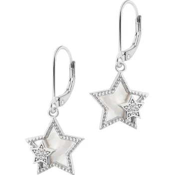 Náušnice Stříbrné náušnice se zirkony a perletí - hvězdy - AP538-5726