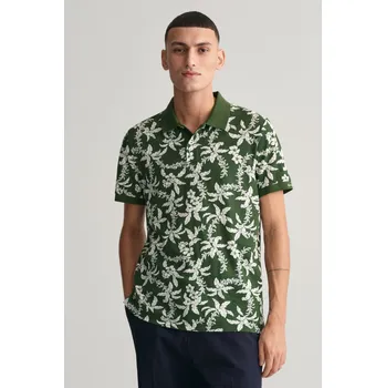 Pánské oblečení POLOKOŠILE GANT PALM LEI PRINT SS POLO PINE GREEN