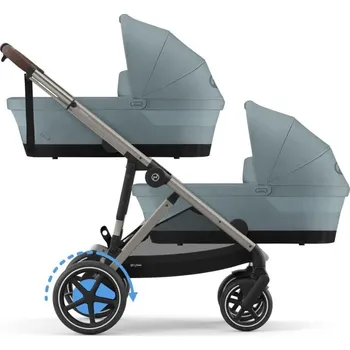 Kočárek CYBEX e-Gazelle S Kompletní kočárek pro dvojčata Taupe/Stormy Blue
