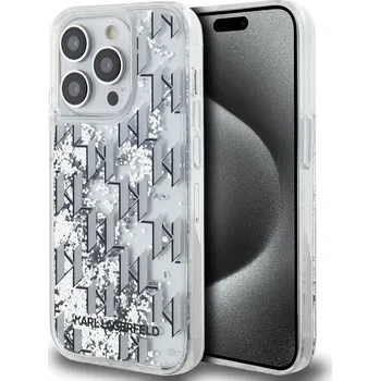 Karl Lagerfeld Liquid Glitter Monogram Gradient Zadní Kryt se třpytkami pro iPhone 15 Pro Max Barva: Bílá
