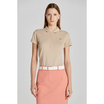 Dámská košile POLOKOŠILE GANT SLIM SHEILD CAP SLEEVE PIQUE POLO DRY SAND