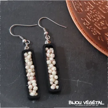 Náušnice Živé šperky - Náušnice Jardiniere černé s trvalými bílými květy