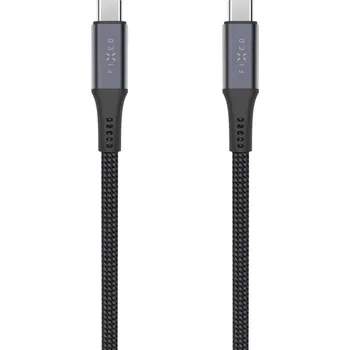 Datový kabel Dlouhý nabíjecí a datový opletený kabel FIXED s konektory USB-C/USB-C, PD 3.1, 2 m, USB4gen2 20Gbps, 4K60Hz, 240W, šedá
