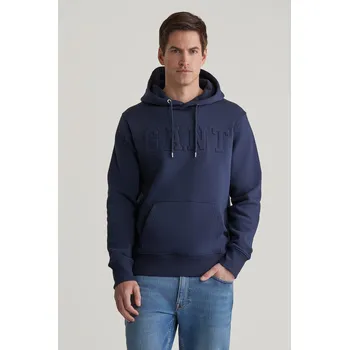 Pánská mikina MIKINA GANT EMBOSSED SWEAT HOODIE EVENING BLUE