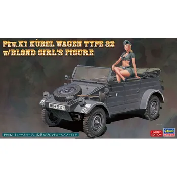 Plastikový model Hasegawa 1/24 Pkw.K1 Kübelwagen Type 82 w/Blond Girl's Figure