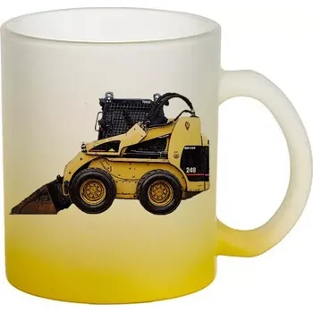 Caterpillar 248D skleněný hrneček hrnek (hrneček s bagrem matné sklo )