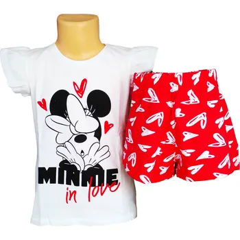 Dívčí pyžamo Eplusm Pyžamo MINNIE krátké dívčí bíločervené Barva: Bíločervená, Velikost: 98