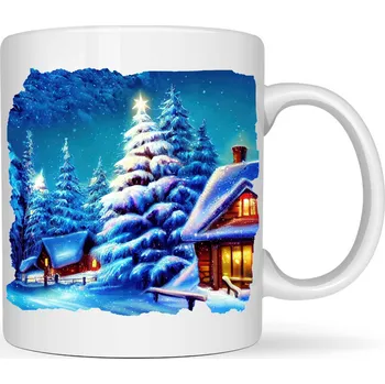 Hrneček - Vánoční motiv (stromek s chaloupkou)
