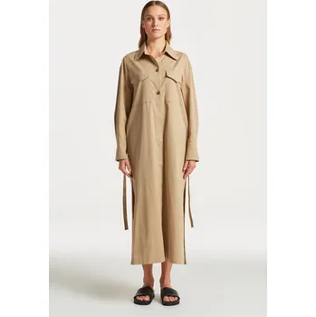 Dámský kabát KABÁT GANT LONG OVERSHIRT COAT DARK KHAKI