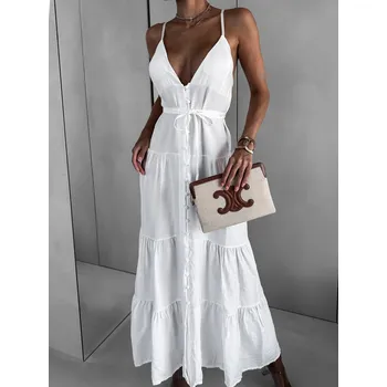 Dámské šaty Bílé dlouhé šaty PISTA na knoflíky Velikost: ONESIZE