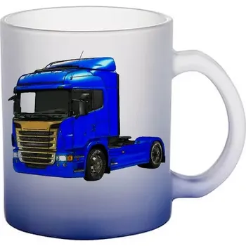 Scania modra skleněný hrnek nákladní auto (hrneček s tahačem matné sklo TRUCK)