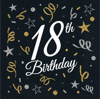 Papírový ubrousek Papírové ubrousky Happy Birthday černé 18