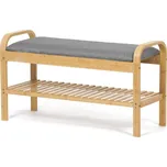 Autronic Botník / taburet, police, masiv bambus, přírodní odstín, šedá látka DR-N1016 GREY2