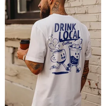 Pánské tričko Drink Coffee cotton T-shirt - White - L