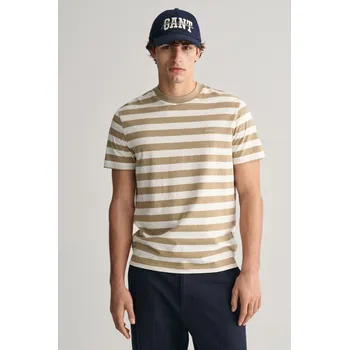 Pánské tričko TRIČKO GANT STRIPE SS T-SHIRT DRIED KHAKI