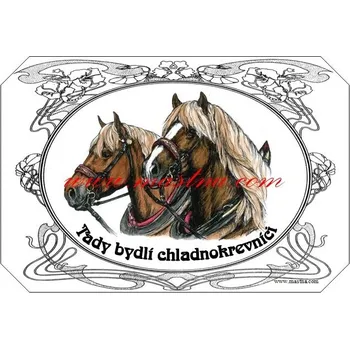 Cedulka chladnokrevníci, českomoravský belgik, koně, kůň ovál - Bez samolepicí vrstvy