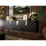 Široká komoda s dvířky do obýváku SACUL 2 - černá / zlatá