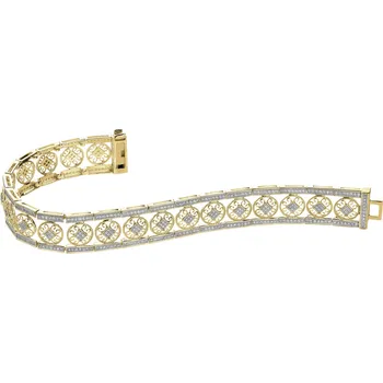 Náramek Náramek ze žlutého zlata s diamanty - rozety - 18 cm - 1,03 ct - ryzost 585 - 160.130