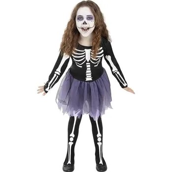 Karnevalový kostým Funiglobal - Kostým kostlivce s punčocháče pro dívky - 7-9 years