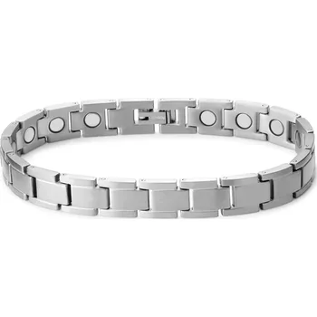 Náramek Titanový náramek stříbrné barvy s řadou magnetů - Lucleon
