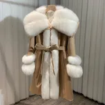 Luxusní kabátek s přírodním kožichem liška Velikost: S, Barva (Varianta): 2