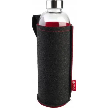 Láhev Skleněná láhev s filcovým obalem Antracit Červená 750 ml - Kaufgut Eva