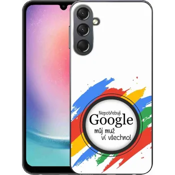 Pouzdro na mobilní telefon Gelový kryt mmCase na Samsung Galaxy A24 - muž ví všechno bílé pozadí