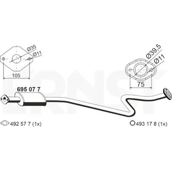Tlumič výfuku Stredni tlumic vyfuku ERNST 695077