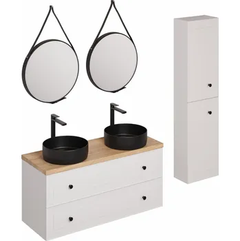 Koupelnový nábytek Naturel Koupelnová sestava s umyvadlem včetně umyvadlové baterie, vtoku a sifonu Naturel Forli bílá KSETFORLI4 KSETFORLI4