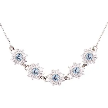 Náhrdelník topaz - stříbrný náhrdelník - květina (8071-5TZ) povrchová úprava: zlacené