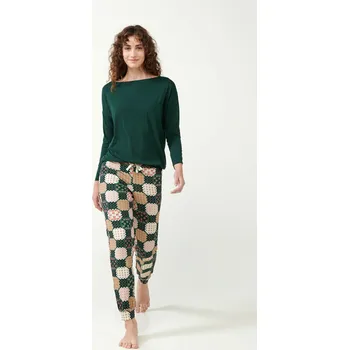 Dámské pyžamo Vamp - Dámské pyžamo s potiskem 21080 - Vamp green timber s