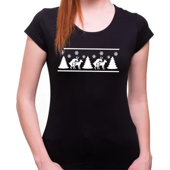 Pánské tričko Tričko vánoční sobi (vulgární), Barva látky černá, Střih Dámsky, Velikost M