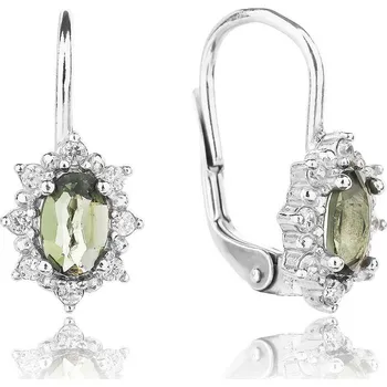 Řetízek Jan Kos jewellery Stříbrné náušnice s vltavínem 32108611