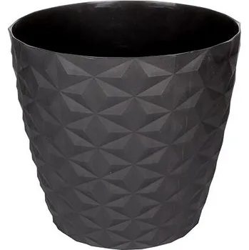 Květináč Plastkon Crystal Mat dekorativní květináč antracitová průměr 16 cm