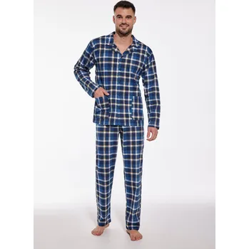 Pánské pyžamo Cornette pánské pyžamo rozepínací 905/167 Dylan - tm. modrá, L (Bavlněné pánské pyžamo Cornette s dlouhým rukávem)