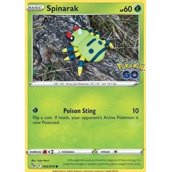 Volný čas PGO 006/078 Spinarak - Pokémon GO Stav: Near Mint, Verze: NORMAL