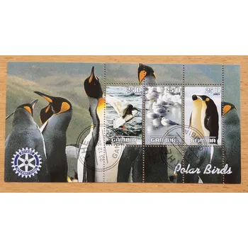 Poštovní známka Gambie raz. aršík, polární ptáci, tučňáci, r. 2003
