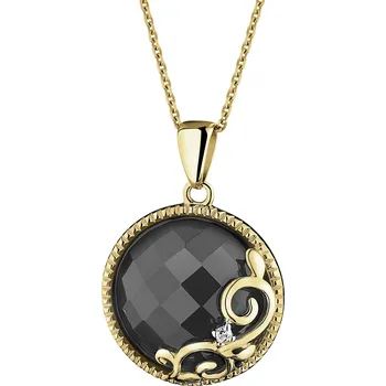 Přívěsek Zlatý přívěsek s diamantem a onyxem - ryzost 585 - 220.162