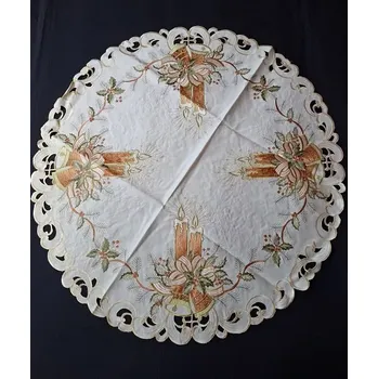 ubrus UBRUS vyšívaný prům. 80cm vánoční Terracotta