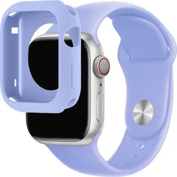 Pouzdro na mobilní telefon Silikonový řemínek se silikonovým pouzdrem pro Apple Watch 45mm / 44mm - fialový