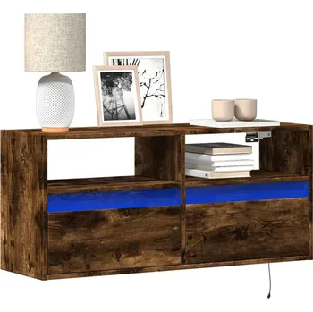 Televizní stolek vidaXL Nástěnná TV skříňka s LED osvětlením 100 x 31 x 45 cm [852338] Barva: kouřový dub