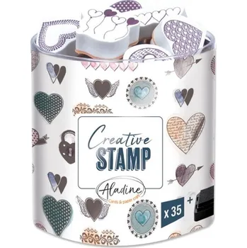 Kancelář Aladine Razítka Creative Stamp, 35 ks - Srdíčka