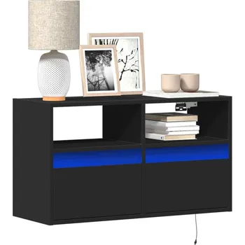 Obývací pokoj vidaXL Nástěnná TV skříňka s LED osvětlením 80 x 31 x 45 cm [852327] Barva: Černá