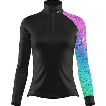 Dámské funkční triko dlouhý rukáv se zipem AQUARELLE LADY černá Bamboo Thermo - Růžová / XL