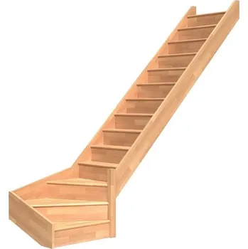 DOLLE PARIS - schody 1/4 pravé s podstupnicemi, smrk nelakovaný (Do 318cm.)