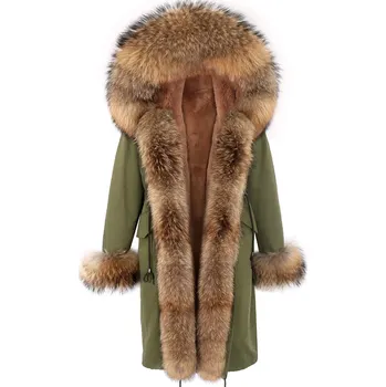 Dámská parka Dlouhá voděodolná parka s pravou kožešinou mýval Velikost: 7XL, Barva (Varianta): X-Dlouhý A17