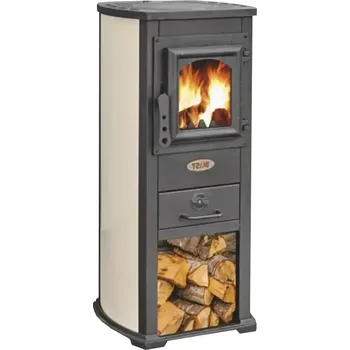 Krbová kamna Krbová kamna Blist Ekonomik Lux krémová, 6,6 kW, 120 mm, ocelová