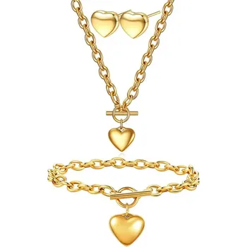 Souprava šperků IZMAEL Set Simple Heart Zlatá KP34206