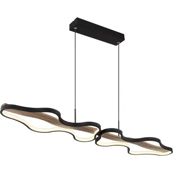 Globo 67181H1 BEZZY - Moderní LED lustr nad jídelní stůl v černé barvě se dřevem, dálkové ovládání LED 36W, 2700 - 6000K, 112 x 25cm (Závěsné moderní svítidlo nad jídelní stůl nebo pracovní ostrůvek)